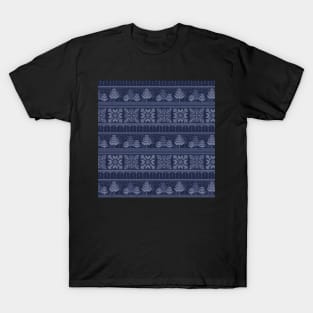 Knitted blue christmas pattern T-Shirt